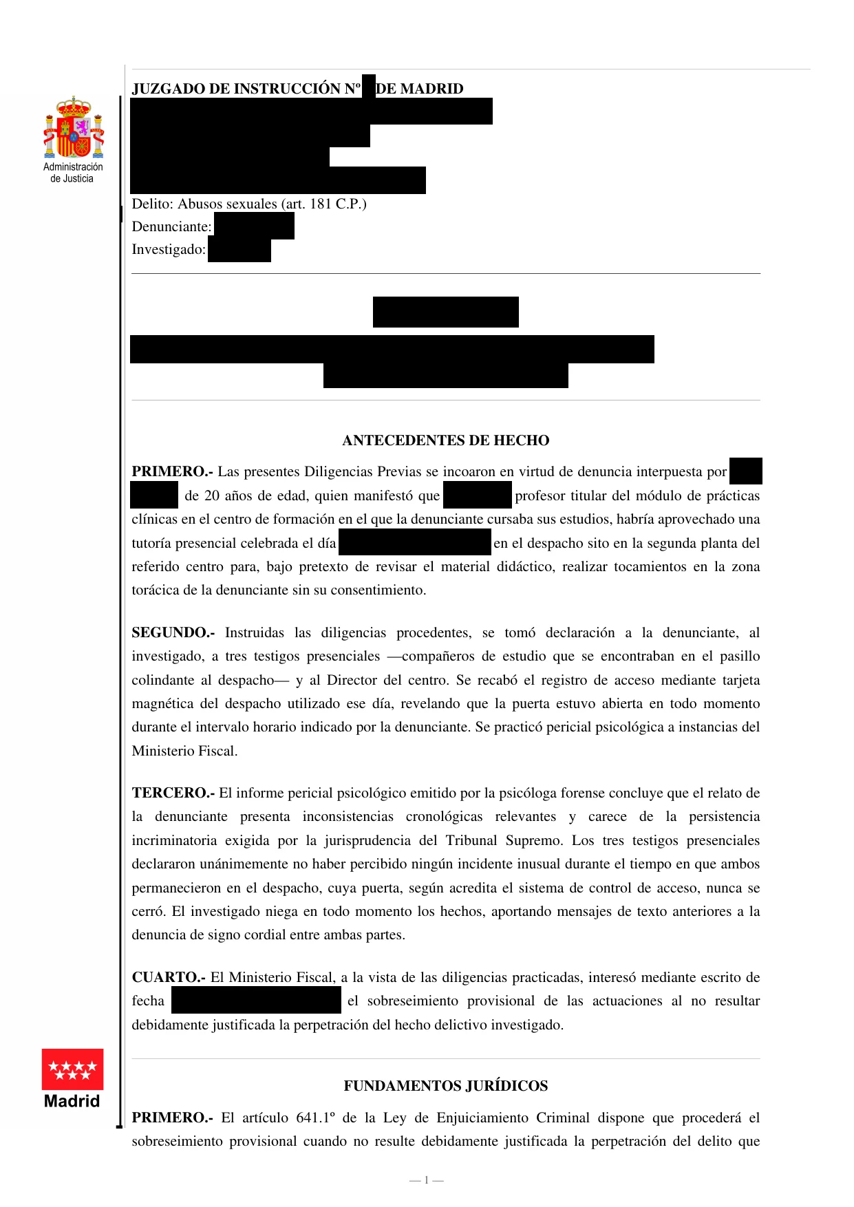 Auto - Abusos sexuales: el registro de acceso desmontó la acusación