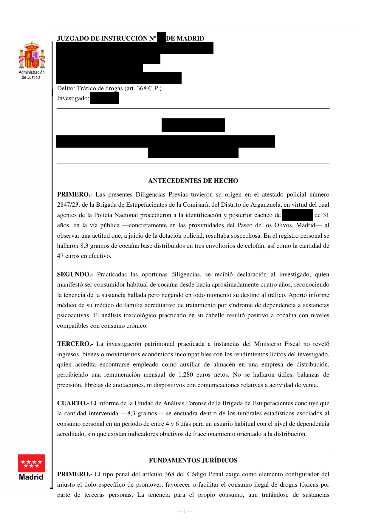 Auto - Tráfico de drogas: se acreditó autoconsumo y se archivó la causa